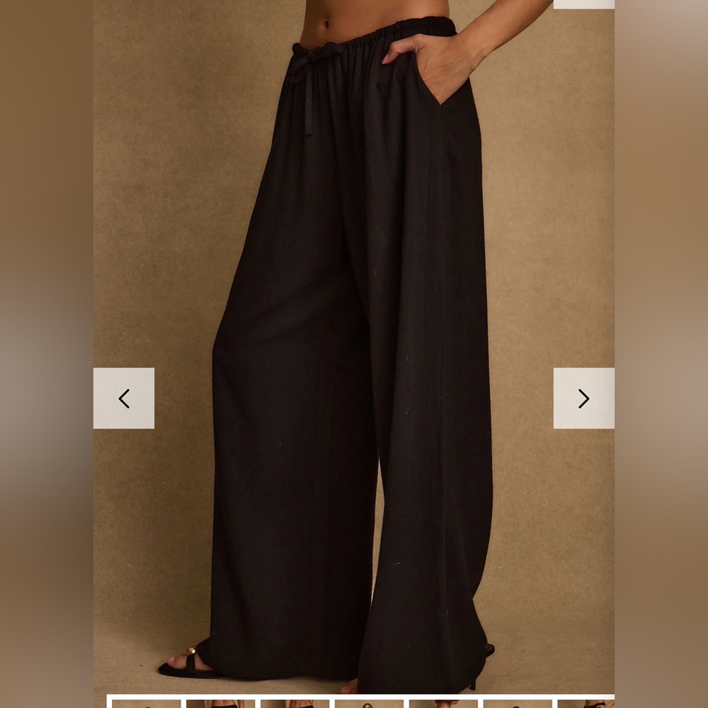 12th Tribe Black Wide-Leg Pants